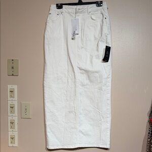 NA-KD Cream Denim Maxi Skirt